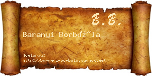 Baranyi Borbála névjegykártya